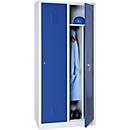 Kledinglocker, 2 deuren, B 800 x H 1800 mm cilinderslot, lichtgrijs/gentiaanblauw
