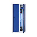 Kledinglocker, 2 deuren, B 800 x H 1800 mm draaigrendelslot, lichtgrijs/gentiaanblauw