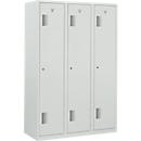 Kledinglocker, 3 compartimenten, grijs RAL 7035 B 1200 x D 500 x H 1800 mm cilinder