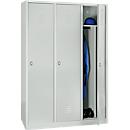 Kledinglocker, 3 deuren, B 1200 x H 1800 mm draaigrendelslot, lichtgrijs