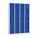 Kledinglocker, 4 compartimenten in twee rijen, B 1170 x H 1950 mm cilinderslot, lichtgrijs/gentiaanblauw