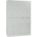 Kledinglocker, 4 compartimenten in twee rijen, B 1170 x H 1950 mm draaigrendelslot, lichtgrijs/lichtgrijs