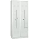 Kledinglocker, 4 compartimenten, met fitting, B 800 x H 1800 mm draaigrendelslot, lichtgrijs/lichtgrijs