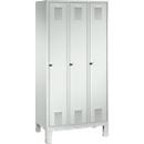 Kledinglocker Evolo S 3000, staal, 3 compartimenten, cilinderslot, lichtgrijs RAL 7035/lichtgrijs RAL 7035