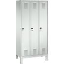 Kledinglocker Evolo S 3000, staal, 3 compartimenten, veiligheidsdraaigrendelslot, lichtgrijs RAL 7035/lichtgrijs RAL 7035