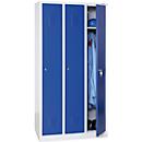 Kledinglocker met 2 compartimenten - stalen - B 1118 x D 500 x H 1800 mm - sokkel - draaigendelslot - lichtgrijs en blauw