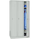 Kledinglocker met 2 compartimenten - stalen - B 1118 x D 500 x H 1800 mm - sokkel - draaigendelslot - lichtgrijs