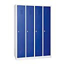 Kledinglocker - stalen - B 1170 x H 1800 mm - 4 deuren - draaislot- lichtgrijs en gentiaanblauw