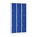 Kledinglocker, twee rijen, 2 x 3 compartimenten, draaigrendelslot, lichtgrijs RAL 7035/gentiaanblauw RAL