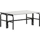 Kleedkamerbank, rvs buis/aluminium, dubbel, L 1015 mm, antraciet