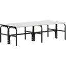 Kleedkamerbank, rvs buis/aluminium, dubbel, L 1500 mm, antraciet