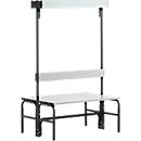 Kleedkamerbank, rvs buis/aluminium, dubbel met garderobedeel, L 1015 mm, antraciet