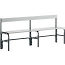 Kleedkamerbank, stalen buis/aluminium, enkel met rugleuning, 1500 mm lang, antraciet
