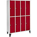 Kleiderspind, 2 x 4 Abteile, m. Fuß, Abteilbreite 300 mm