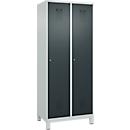 Kleiderspind C+P Evolo Plus, 2 Abteile, 400 mm Abteilbreite, mit Füßen, Anschlag rechts, B 800 x T 500 x H 1950 mm, Zylinder, lichtgrau/anthrazitgrau