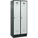 Kleiderspind C+P Evolo Plus, 2 Abteile, 400 mm Abteilbreite, mit Sockel, Anschlag rechts, B 800 x T 500 x H 1950 mm, Drehriegel, anthrazitgrau/lichtgrau