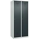Kleiderspind C+P Evolo Plus, 2 Abteile, 400 mm breit, Zylinderschloss, Soft-Anschlag, B 800 x T 500 x H 1850 mm, lichtgrau/anthrazitgrau