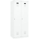 Kleiderspind C+P Evolo Plus, 2 Abteile, 400 mm breit, Zylinderschloss, Soft-Anschlag, B 800 x T 500 x H 1850 mm, verkehrsweiß/verkehrsweiß