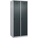 Kleiderspind C+P Evolo Plus, 2 Abteile, Anschlag rechts, Sicherheits-Drehriegel, B 800 x T 500 x H 1850 mm, weißaluminium/anthrazitgrau