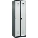 Kleiderspind C+P Evolo Plus, 2 Abteile, Anschlag rechts, Sicherheits-Drehriegel, Soft-Anschlag, B 600 x T 500 x H 1850 mm, anthrazitgrau/lichtgrau