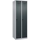 Kleiderspind C+P Evolo Plus, 2 Abteile, Anschlag rechts, Sicherheits-Drehriegel, Soft-Anschlag, B 600 x T 500 x H 1850 mm, weißaluminium/anthrazitgrau