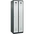 Kleiderspind C+P Evolo Plus, 2 Abteile, Anschlag rechts, Zylinderschloss, Soft-Anschlag, B 600 x T 500 x H 1850 mm, anthrazitgrau/lichtgrau