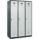 Kleiderspind C+P Evolo Plus, 3 Abteile, 400 mm breit, Drehriegel, Soft-Anschlag, B 1.200 x T 500 x H 1.850 m, anthrazitgrau/lichtgrau