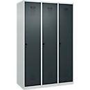 Kleiderspind C+P Evolo Plus, 3 Abteile, 400 mm breit, Drehriegel, Soft-Anschlag, B 1.200 x T 500 x H 1.850 m, lichtgrau/anthrazitgrau