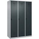 Kleiderspind C+P Evolo Plus, 3 Abteile, 400 mm breit, Drehriegel, Soft-Anschlag, B 1.200 x T 500 x H 1.850 m, weißaluminium/anthrazitgrau
