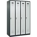 Kleiderspind C+P Evolo Plus, 4 Abteile, Anschlag rechts, Sicherheits-Drehriegel, B 1200 x T 500 x H 1850 mm, anthrazitgrau/lichtgrau