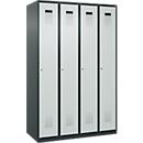 Kleiderspind C+P Evolo Plus, 4 Abteile, Anschlag rechts, Zylinderschloss, Soft-Anschlag, B 1200 x T 500 x H 1850 mm, anthrazitgrau/lichtgrau