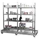 Kleingebinderegal BAUER S 3023-4E, Grund- und Anbauregal, B 2400 x T 800 x H 2000 mm, 4 Gitterrostböden + 1 Auffangwanne
