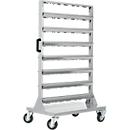 Kleingoedmagazijn Schäfer Shop Select, verrijdbaar, 4 wielen, zonder displaybakken, H 1450 x B 825 x D 550 mm, staal met poedercoating, grijs