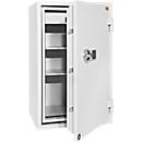 Kluis FRS 93, brandwerendheid LFS 60P volgens EN 15659, veiligheidsniveau S 2, elektronisch slot, 2 legborden &amp; 1 uittrekbare lade, B 565 x D 450 x H 972 mm, lichtgrijs RAL 7035