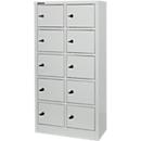 Kluis met 10 afsluitbare compartimenten - metaal - B 390 x D 200 x H 780 mm - lichtgrijs RAL 7035 - met metalen afdekplaat - ons merk Schäfer Shop Select