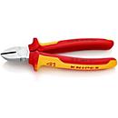 KNIPEX Seitenschneider 180 mm, VDE-isoliert bis 1000 V, Mehrkomponenten-Griff, Schneidenhärte 62 HRC, verchromt