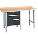 Kombiwerkbank Schäfer Shop Select PWi 150-2, Buche Multiplexplatte, mit Stahlkante, bis 750 kg, B 1500 x T 700 x H 840 mm, Anthrazit