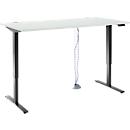 Komplettangebot Schäfer Shop Genius Schreibtisch AERO FLEX, 1-stufig elektrisch höhenverstellbar, Rechteck, T-Fuß, B 1600 mm, lichtgrau/schwarz + Kabelspirale