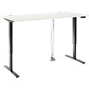 Komplettangebot Schäfer Shop Genius Schreibtisch AERO FLEX, 1-stufig elektrisch höhenverstellbar, Rechteck, T-Fuß, B 1600 mm, weiß/schwarz + Kabelspirale