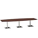 Konferenztisch, bis 12 Personen, Boot, Standfuß, B 3500 x T 1200 x H 720-820 mm, Ahornbrazil/silber