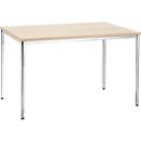 Konferenztisch, bis 4 Personen, Rechteck, 4-Fuß Quadratrohr, B 1200 x T 800 x H 720 mm, Ahorn/chromsilber