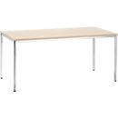 Konferenztisch, bis 6 Personen, Rechteck, 4-Fuß Quadratrohr, B 1600 x T 800 x H 720 mm, Ahorn/chromsilber