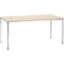 Konferenztisch, bis 6 Personen, Rechteck, 4-Fuß Quadratrohr, B 1600 x T 800 x H 720 mm, Ahorn/chromsilber