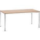 Konferenztisch, bis 6 Personen, Rechteck, 4-Fuß Quadratrohr, B 1600 x T 800 x H 720 mm, Buche/chromsilber