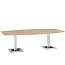 Konferenztisch, bis 8 Personen, Boot, Standfuß, B 2400 x T 1200 x H 720-820 mm, Eiche Masonic/silber