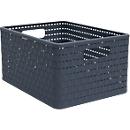Korb COUNTRY, 18 Liter, Rattan-Optik, Kunststoff, spülmaschinengeeignet, stapelbar, B 278 x L 368 x H 199 mm, dunkelblau