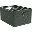 Korb COUNTRY, 18 Liter, Rattan-Optik, Kunststoff, spülmaschinengeeignet, stapelbar, B 278 x L 368 x H 199 mm, dunkelgrün