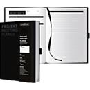 Korsch Projekt- und Meetingplaner, DIN A5, 200 pages, papier FSC, structure en lin, tranche de couleur, élastique &amp; porte-stylo, noir