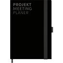 Korsch Projekt- und Meetingplaner, DIN A5, 200 pages, papier FSC, structure en lin, tranche de couleur, élastique & porte-stylo, noir