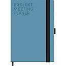 Korsch Projekt- und Meetingplaner, DIN A5, 200 pages, papier FSC, structure lin, tranche de couleur, élastique & porte-stylo, bleu